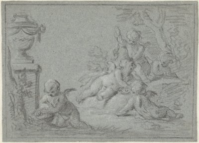 Putti w krajobrazie z wazonem autorstwa Willem Bilderdijk
