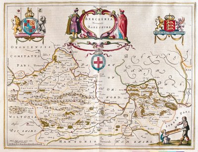 Berkshire, w "Theatrum Orbis Terrarum, sive Atlas Novus" Willema Blaeu, Amsterdam autorstwa Willem Blaeu