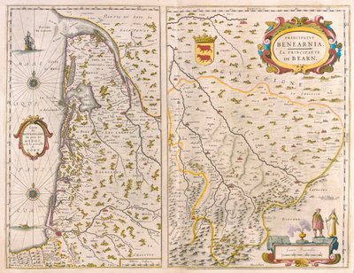 Bordelais-Pays du Médoc - Born- Aquitaine - zachodnie wybrzeże Francji, w "Theatrum Orbis Terrarum, sive Atlas Novus" Willema Blaeu, Amsterdam autorstwa Willem Blaeu