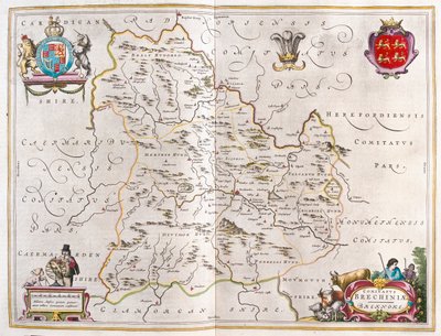 Breknoke, Walia, w "Theatrum Orbis Terrarum, sive Atlas Novus" Willema Blaeu, Amsterdam autorstwa Willem Blaeu