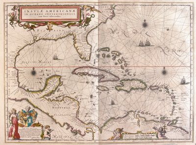 Karaiby, Hounduras i Floryda, w "Theatrum Orbis Terrarum, sive Atlas Novus" Willema Blaeu, Amsterdam autorstwa Willem Blaeu