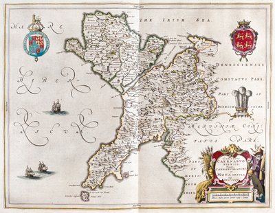 Carnarvonshire i Anglesey, w "Theatrum Orbis Terrarum, sive Atlas Novus" Willema Blaeu, Amsterdam autorstwa Willem Blaeu