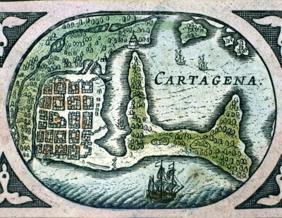 Cartagena w Kolumbii z Atlasu W. Blaeu autorstwa Willem Blaeu