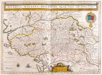 Linia brzegowa i miasta Nantes i Rochelle w "Theatrum Orbis Terrarum, sive Atlas Novus" Willema Blaeu, Amsterdam autorstwa Willem Blaeu