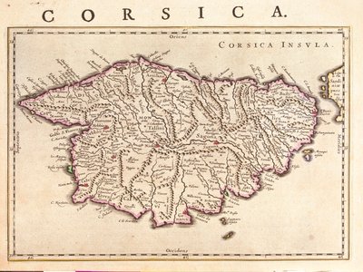 Wyspa Korsyka, "Theatrum Orbis Terrarum, sive Atlas Novus" Willema Blaeu, Amsterdam autorstwa Willem Blaeu