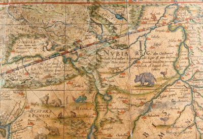 Fragment Afryki z globu ziemskiego 1645/48 autorstwa Willem Blaeu