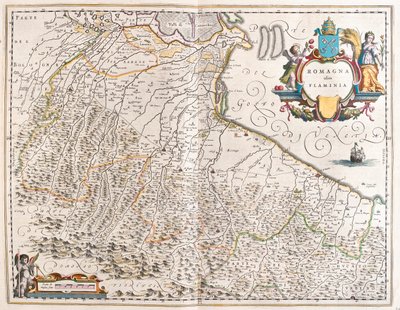 Emilia Romagna, Włochy, w "Theatrum Orbis Terrarum, sive Atlas Novus" Willema Blaeu, Amsterdam autorstwa Willem Blaeu