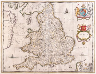 Anglia, w "Theatrum Orbis Terrarum, sive Atlas Novus" Willema Blaeu, Amsterdam autorstwa Willem Blaeu