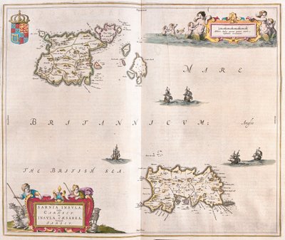 Garnsey - wyspy Jersey, w "Theatrum Orbis Terrarum, sive Atlas Novus" Willema Blaeu, Amsterdam autorstwa Willem Blaeu