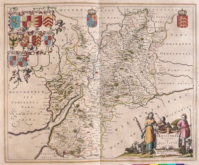 Glouchester, w "Theatrum Orbis Terrarum, sive Atlas Novus" Willema Blaeu, Amsterdam autorstwa Willem Blaeu
