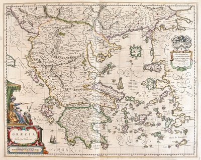 Grecja, w "Theatrum Orbis Terrarum, sive Atlas Novus" Willema Blaeu, Amsterdam autorstwa Willem Blaeu