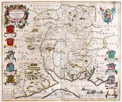Hampshire i Southampton, w "Theatrum Orbis Terrarum, sive Atlas Novus" Willema Blaeu, Amsterdam autorstwa Willem Blaeu