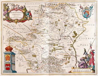 Hrabstwo Hertford, w "Theatrum Orbis Terrarum, sive Atlas Novus" Willema Blaeu, Amsterdam autorstwa Willem Blaeu
