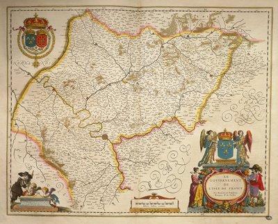 Ile-de-France, Wyspa Francuska z Theatrum Orbis Terrarum autorstwa Willem Bleau, Amsterdam autorstwa Willem Blaeu