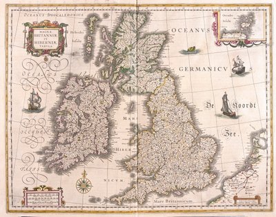 Irlandia i Wielka Brytania, w "Theatrum Orbis Terrarum, sive Atlas Novus" Willema Blaeu, Amsterdam autorstwa Willem Blaeu