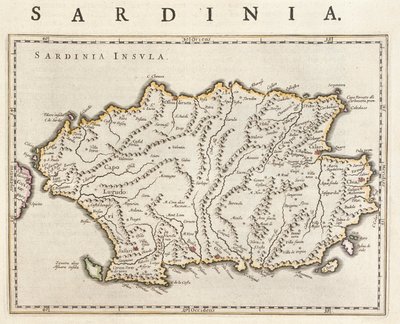 Wyspa Sardynia, Włochy, w "Theatrum Orbis Terrarum, sive Atlas Novus" Willema Blaeu, Amsterdam autorstwa Willem Blaeu