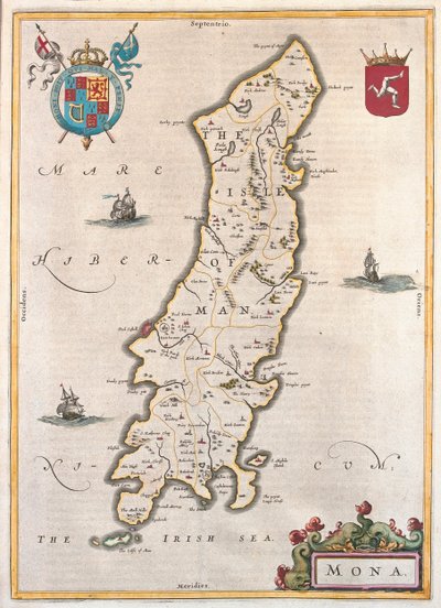 Wyspa Man, w "Theatrum Orbis Terrarum, sive Atlas Novus" Willema Blaeu, Amsterdam autorstwa Willem Blaeu