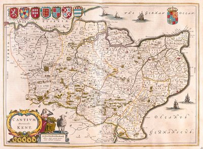 Kent, w "Theatrum Orbis Terrarum, sive Atlas Novus" Willema Blaeu, Amsterdam autorstwa Willem Blaeu