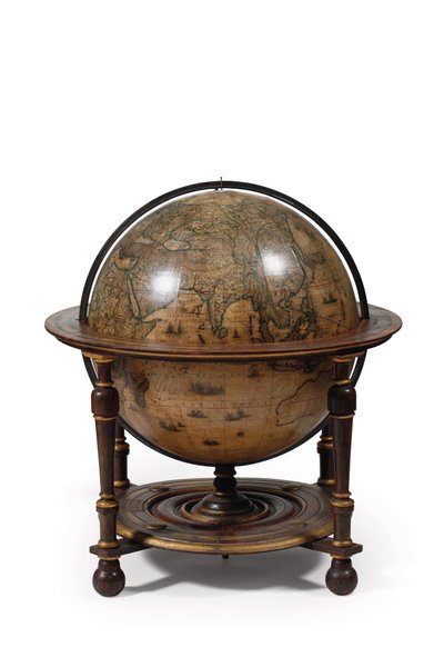 Duża para globusów bibliotecznych, ziemski 1645/48, niebieski po ok. 1630 autorstwa Willem Blaeu