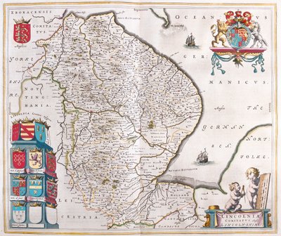 Lincoln shire, w "Theatrum Orbis Terrarum, sive Atlas Novus" Willema Blaeu, Amsterdam autorstwa Willem Blaeu