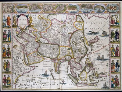 Mapa Azji. Talerz z Atlasu Willema Janszoon Blaeu autorstwa Willem Blaeu