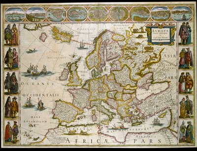 Mapa Europy. (rytownictwo autorstwa Willem Blaeu