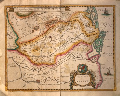 Mapa Rovigo, Włochy, z Regionum Italiae autorstwa Willema Blaeu autorstwa Willem Blaeu