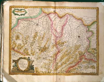 Mapa Księstwa Parmy, rycina z Regionum Italiae autorstwa Willema Blaeu, wydrukowana we Włoszech autorstwa Willem Blaeu