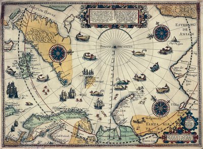 Mapa regionów polarnych, holenderski kartograf Willem Janszoon Blaeu (1571-1638) autorstwa Willem Blaeu