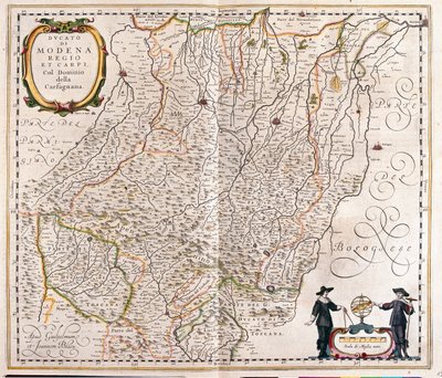 Modena, Reggio Emilia, Carpi, końcowa część Garfagnana, Włochy, w "Theatrum Orbis Terrarum, sive Atlas Novus" Willema Blaeu, Amsterdam autorstwa Willem Blaeu
