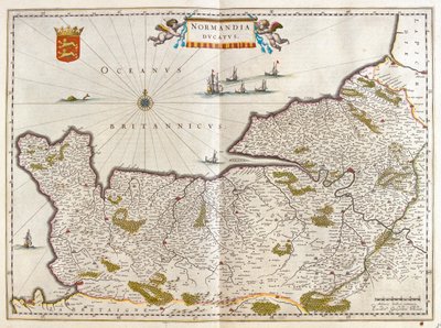 Normandia, w "Theatrum Orbis Terrarum, sive Atlas Novus" Willema Blaeu, Amsterdam autorstwa Willem Blaeu