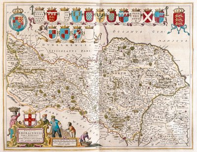 Północna część Yorkshire, w "Theatrum Orbis Terrarum, sive Atlas Novus" Willema Blaeu, Amsterdam autorstwa Willem Blaeu
