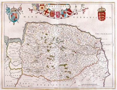 Northfolk, w "Theatrum Orbis Terrarum, sive Atlas Novus" Willema Blaeu, Amsterdam autorstwa Willem Blaeu