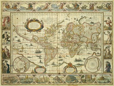 Nowa mapa świata i mapa hydrograficzna, Willem Janszoon Blaeu (1571-1638), Amsterdam autorstwa Willem Blaeu