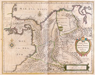 Panama, Kolumbia oraz część Ekwadoru i Wenezueli, w "Theatrum Orbis Terrarum, sive Atlas Novus" Willema Blaeu, Amsterdam autorstwa Willem Blaeu