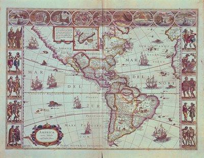Tabliczka przedstawiająca mapę Ameryki Południowej autorstwa Willem Blaeu