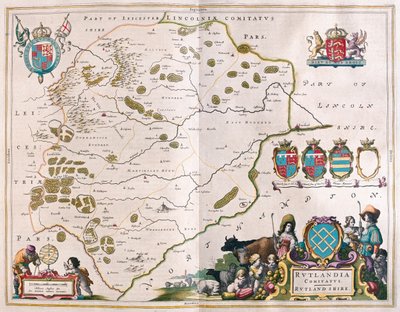 Hrabstwo Rutland, w "Theatrum Orbis Terrarum, sive Atlas Novus" Willema Blaeu, Amsterdam autorstwa Willem Blaeu