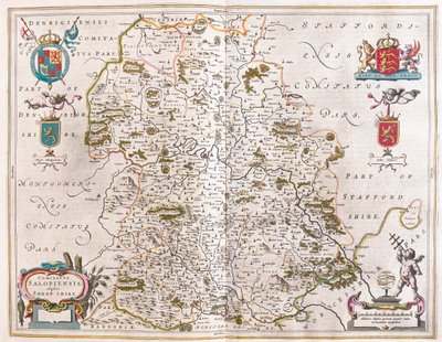 Shropshire, w "Theatrum Orbis Terrarum, sive Atlas Novus" Willema Blaeu, Amsterdam autorstwa Willem Blaeu