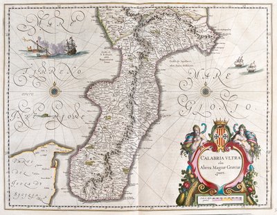 Południe Kalabrii, Włochy, w "Theatrum Orbis Terrarum, sive Atlas Novus" Willema Blaeu, Amsterdam autorstwa Willem Blaeu