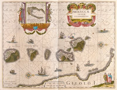 Wyspy Korzenne i wyspa Bachian (Batjan), w "Theatrum Orbis Terrarum, sive Atlas Novus" Willema Blaeu, Amsterdam autorstwa Willem Blaeu