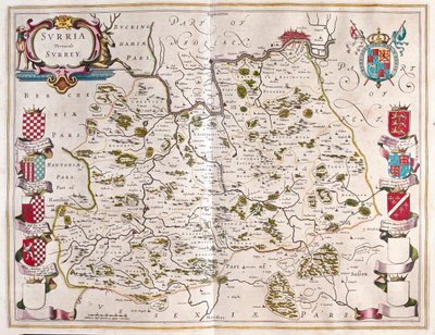 Surrey, w "Theatrum Orbis Terrarum, sive Atlas Novus" Willema Blaeu, Amsterdam autorstwa Willem Blaeu