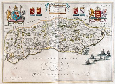 Sussex, w "Theatrum Orbis Terrarum, sive Atlas Novus" Willema Blaeu, Amsterdam autorstwa Willem Blaeu