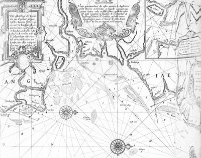 Ujście Tamizy z atlasu The Sea-Mirrour autorstwa Willema Janszoona Blaeu, opublikowanego w Amsterdamie w 1633 r. autorstwa Willem Blaeu