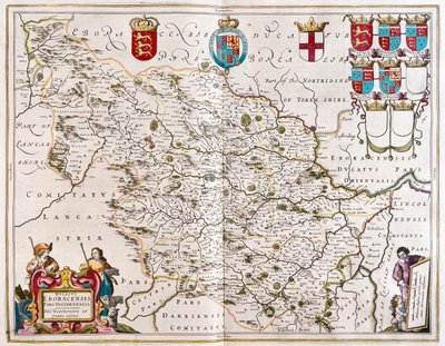 West riding of Yorkshire, w "Theatrum Orbis Terrarum, sive Atlas Novus" Willema Blaeu, Amsterdam autorstwa Willem Blaeu