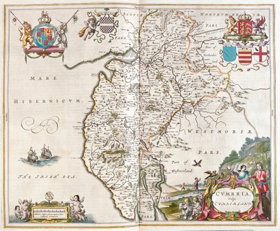 Westmorland - pojezierze Cumbria, w "Theatrum Orbis Terrarum, sive Atlas Novus" Willema Blaeu, Amsterdam autorstwa Willem Blaeu