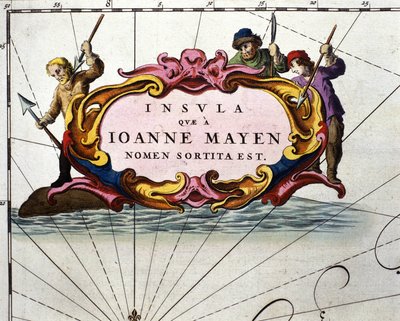 Łowcy wielorybów przedstawieni na desce Atlasu Williama Blaeu, wydrukowanego w Amsterdamie w 1656 roku. autorstwa Willem Blaeu