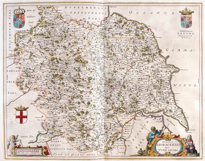 Yorkshire, w "Theatrum Orbis Terrarum, sive Atlas Novus" Willema Blaeu, Amsterdam autorstwa Willem Blaeu