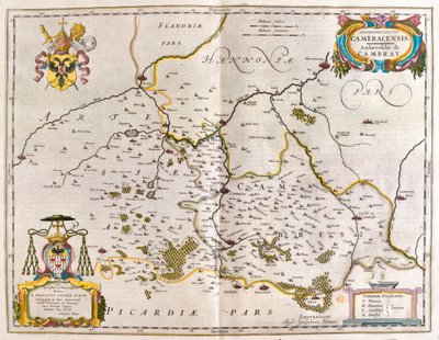 cambrey, crevecoeur, bouchain, w "Theatrum Orbis Terrarum, sive Atlas Novus" Willema Blaeu, Amsterdam autorstwa Willem Blaeu