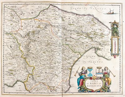 miasto Bari i Basilicata, Włochy, w "Theatrum Orbis Terrarum, sive Atlas Novus" Willema Blaeu, Amsterdam autorstwa Willem Blaeu