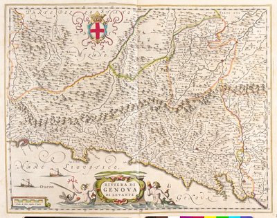 iWschodnia riwiera Ligurii, Włochy, n "Theatrum Orbis Terrarum, sive Atlas Novus" Willema Blaeu, Amsterdam autorstwa Willem Blaeu